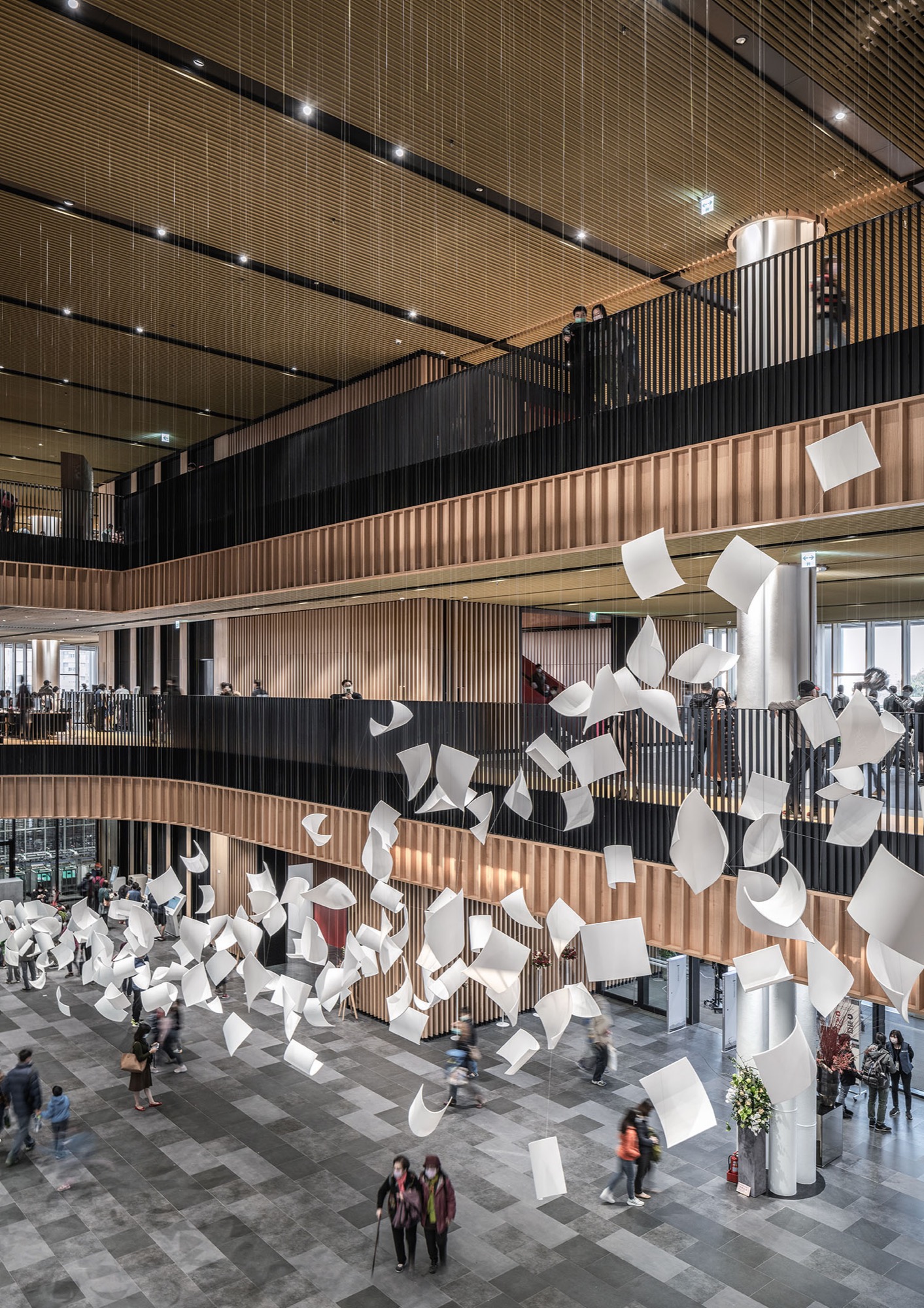 Terraced reading atrium at Tainan Public Library